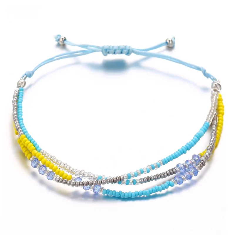 Bohemian Seed Bead Beach Charm Ankle Bracelet Fashion Rainbow Adjustable Anklet Foot Jewelry Ocean Gift Women beads anklet fashion accessories bead bracelet