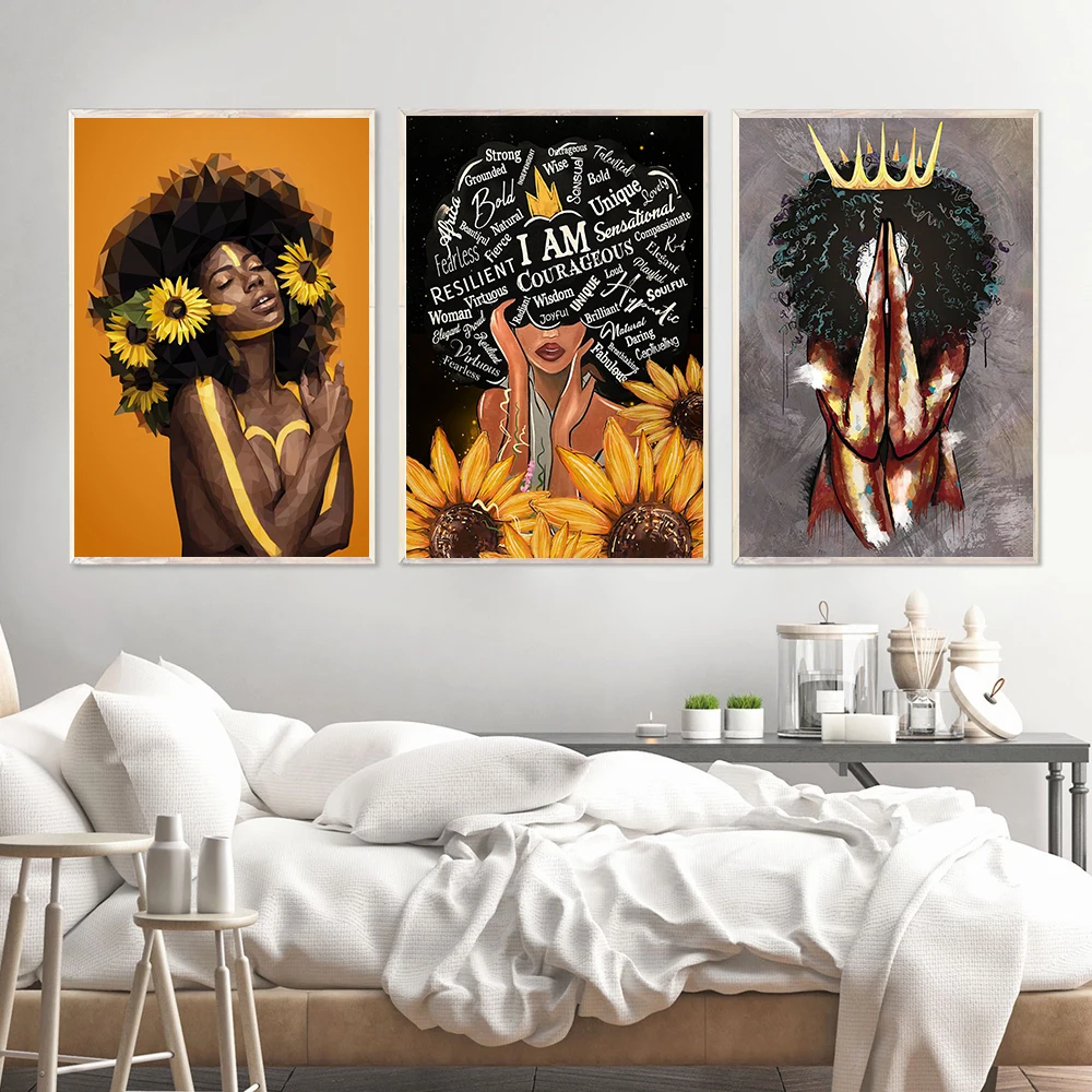 Africa Sexy Queen Black Woman Nordic Poster And Print Wall Art Abstract Canvas Painting Pictures For Living Room Club | Дом и сад