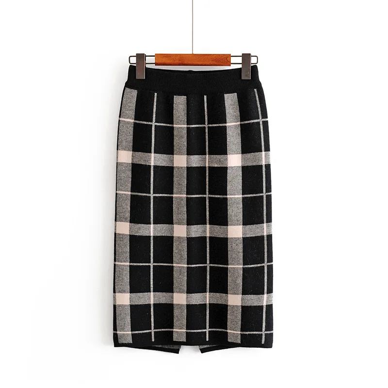 OMIKRON Женская облегающая трикотажная юбка с разрезом осенняя юбка-карандаш