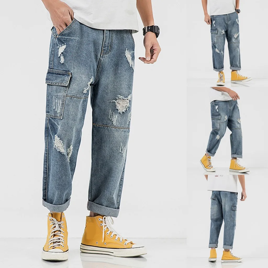 tactical pants joggers pants Style Fashion Casual Hollow Jeans Overall Leisure Comfortable Trousers pantalones hombre spodnie