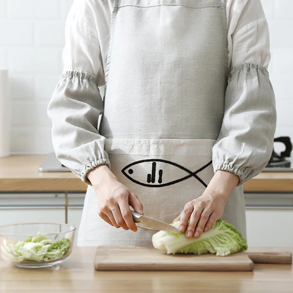 1 пара анти масляные пятна японский хлопок одноцветное белье с длинными рукавами манжеты нарукавник домашняя Чистка кухонные Продукты Инструменты для приготовления пищи