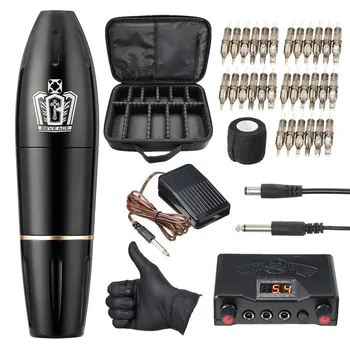 

Rotary Tattoo Machine for Men Women Power Supply 30Pcs Cartridges Needles Coreless Motor Permanent Tattoo Pen Jewelry Tools