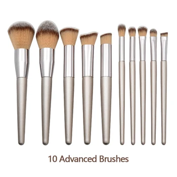 

10pcs Champagne Gold Makeup Brushes Set Foundation Powder Eyeshadow Concealer Lip Eye Make Up Brush Cosmetics Beauty Tools