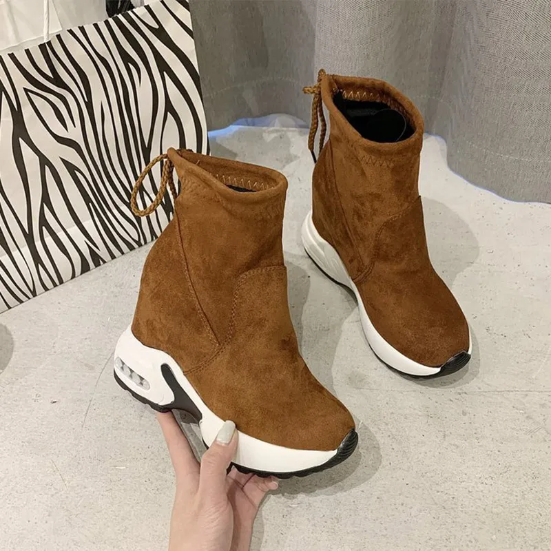 Women Height Increasing Lace Up Ankle Boots Platform Sneakers For Ladies Autumn Fashion Woman Shoes Casual Female Footwear 2020 | Обувь