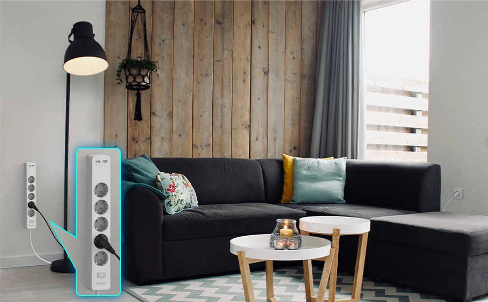 NTONPOWER Network Filter with 3M Extension Cord Wall Mounted Power Strip High Quality 5 Power Sockets 2 USB Surge Protector Home