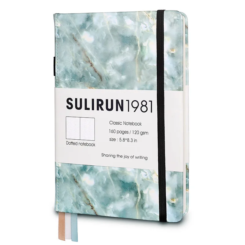 TypeB-Green Блокнот в горошек Bullet journal A5 с мраморной текстурой, Обложка(твердая), планировщик, белый, в горошек, страницы 80 листов, GSM 120, планировщик для офиса и школы - Цвет: TypeB-Green