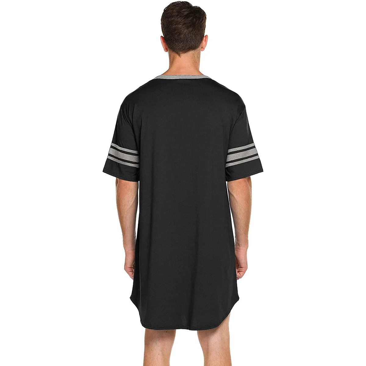 Men Cotton Nightshirt Sleep Tops Short Sleeve V-neck Soft Loose Nightwear Sleepwear Casual Homewear Summer Male Nightdress Mens Nightdress