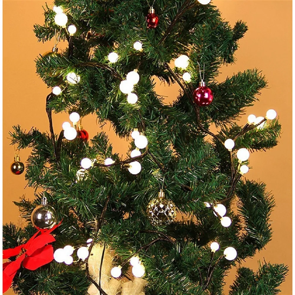 Рождественский светильник, светодиодный светильник, 2,5 м, из ротанга, в форме веток, с регулируемой яркостью, круглый шар, бар, свадебная декоративная лампа, светодиодный светильник