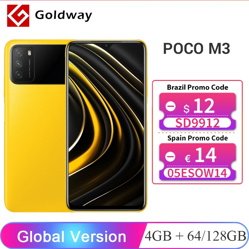 Versión Global POCO M3 4GB 64GB 128GB Snapdragon 662 Octa Core 6000mAh 48MP Triple Cámara 6,53 FHD+ DotDisplay Smartphone