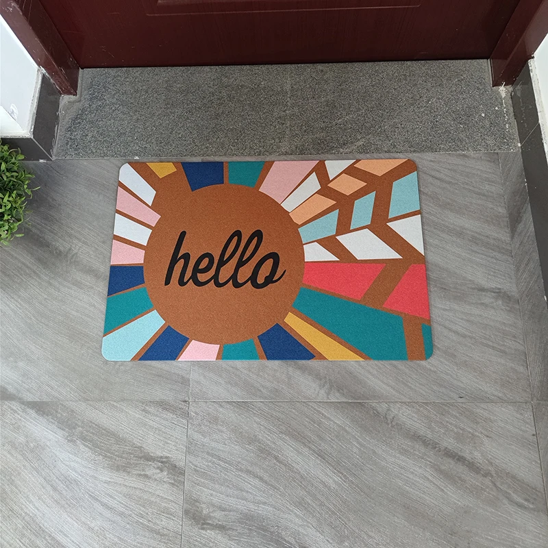 Print on Demand Door Mat Funny Doormat Colorful Design Hello