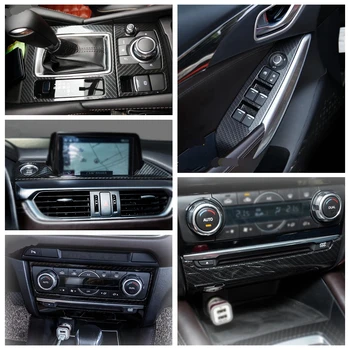 

Dashboard Multimedia / AC Air / CD / Lift Button / Gear Box Panel Cover Trim For Mazda 6 2016 2017 Carbon Fiber Look Refit Kit