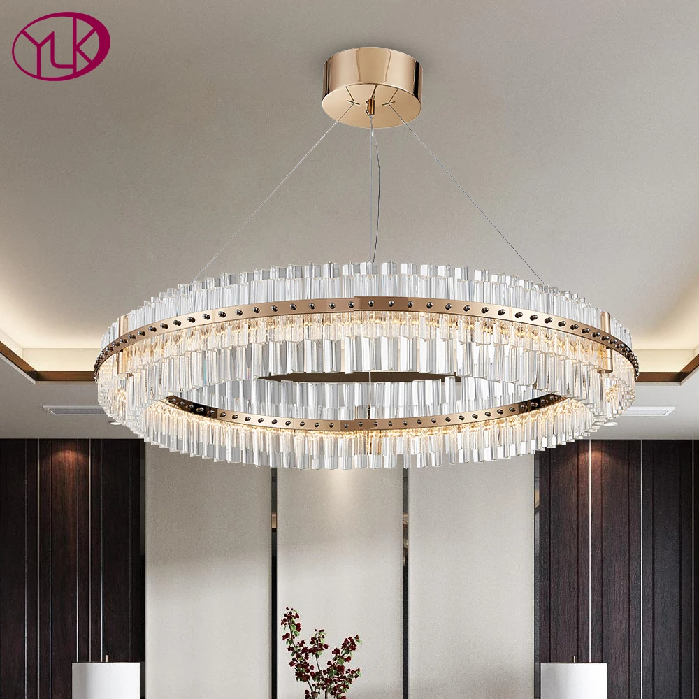 Современная хрустальная люстра в гостиной кольцевые светодиодные люстры