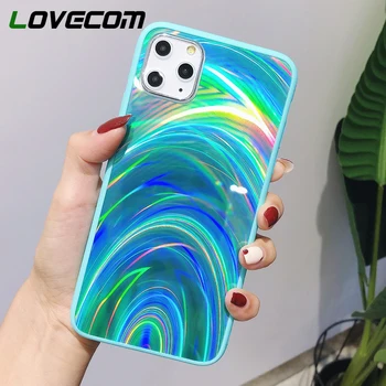 

LOVECOM Rainbow Texture Laser Phone Cases For iPhone 11 Pro Max XR XS Max 6 6S 7 8 Plus X Soft Acrylic Back Cover Coque Gifts