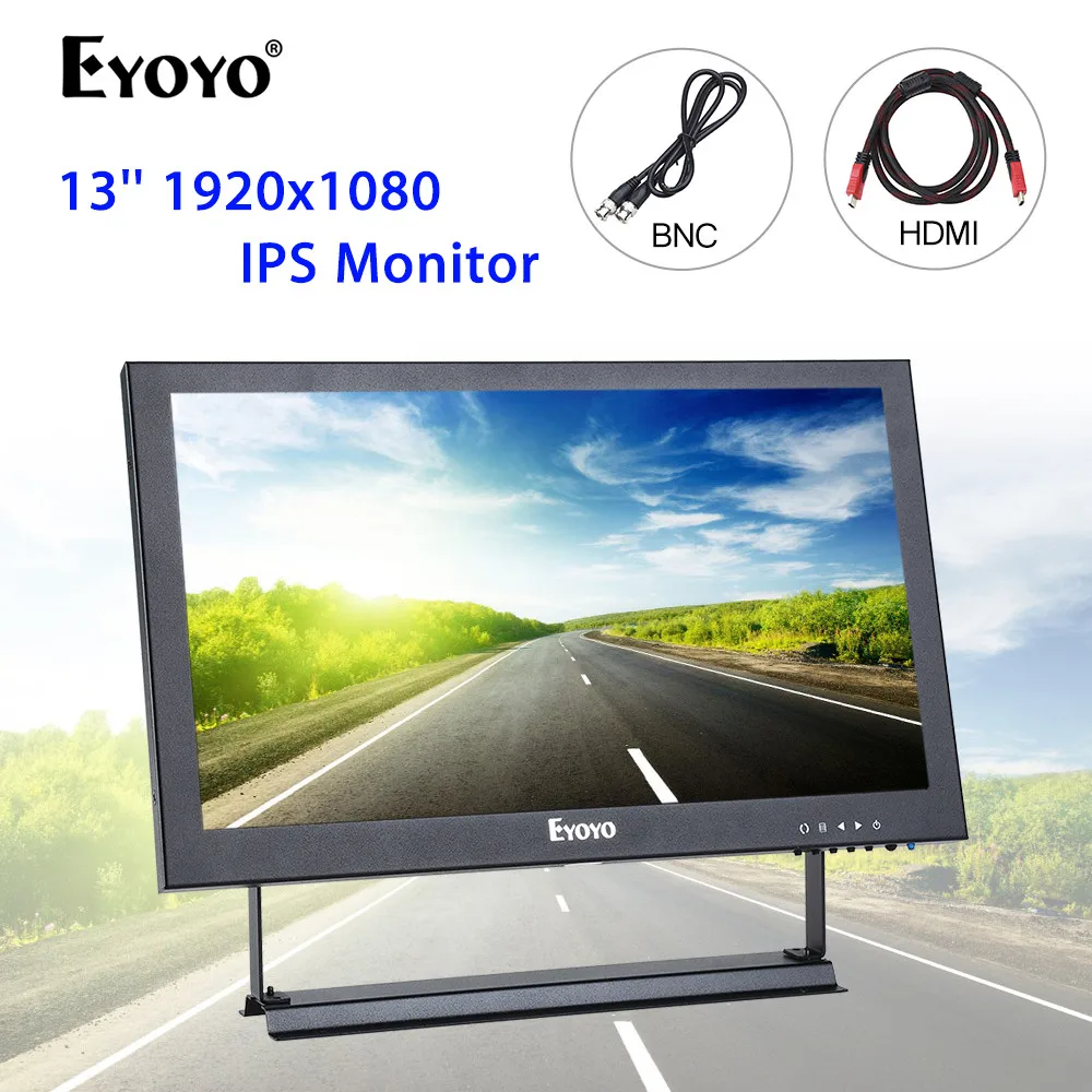 Eyoyo EM13A 13," HDMI ips монитор FHD 1920x1080 ЖК-экран с BNC VGA AV для CCTV камеры безопасности DVD PC ноутбук DVR