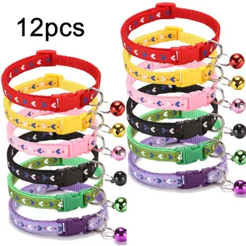 

12 Pcs Adjustable Pet Collars More Safety Quick Release Safety Buckle with Bell