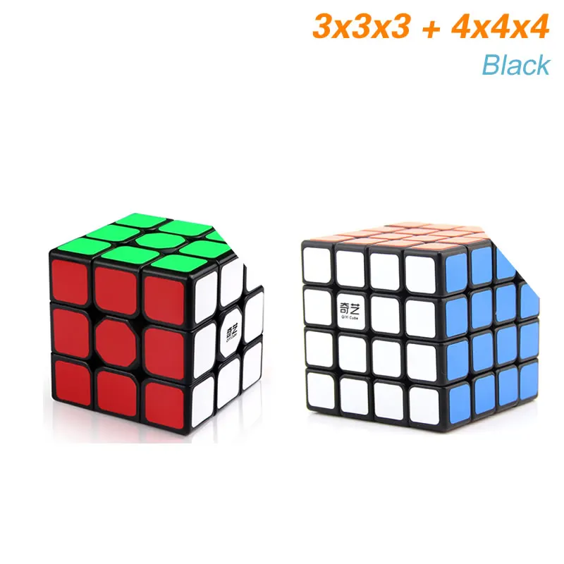 QiYi 2x2x2 3x3x3, 4x4x4, 5x5x5, волшебный куб, 2x2/oneplus 3/OnePlus x 3 4x4 5x5 Neo Скорость кубики Пазлы антистресс развивающие игрушки для детей подарок - Цвет: 3-4-Black