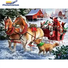 PhotoCustom DIY Acylic Paints By Numbers Santa Claus send gift Kits Modern Drawing By Numbers Figure Modern Home Decor Acrylic
