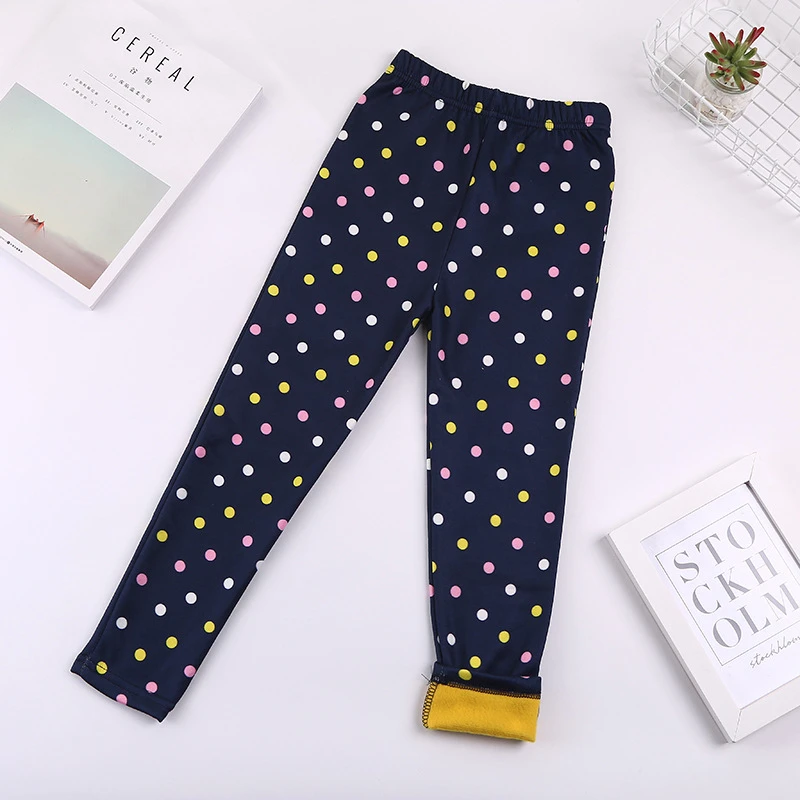 

Autumn Winter Kids Leggings With Fleece For Girls Thicken Warm Girls Tights Pants Dot Leopard Printed Leggings For Children