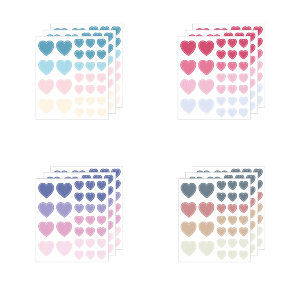 3Sheets Lovely Heart Shape Stickers Kawaii Stationery Sticker DIY Diary Scrapbooking Sticker Cute Washi Stickers Journal Sticker