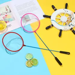 Kids 3D Round Fish Tank Catch Net Stainless Steel Mini Fishing Rod Pocket Round Outdoor Shrimp