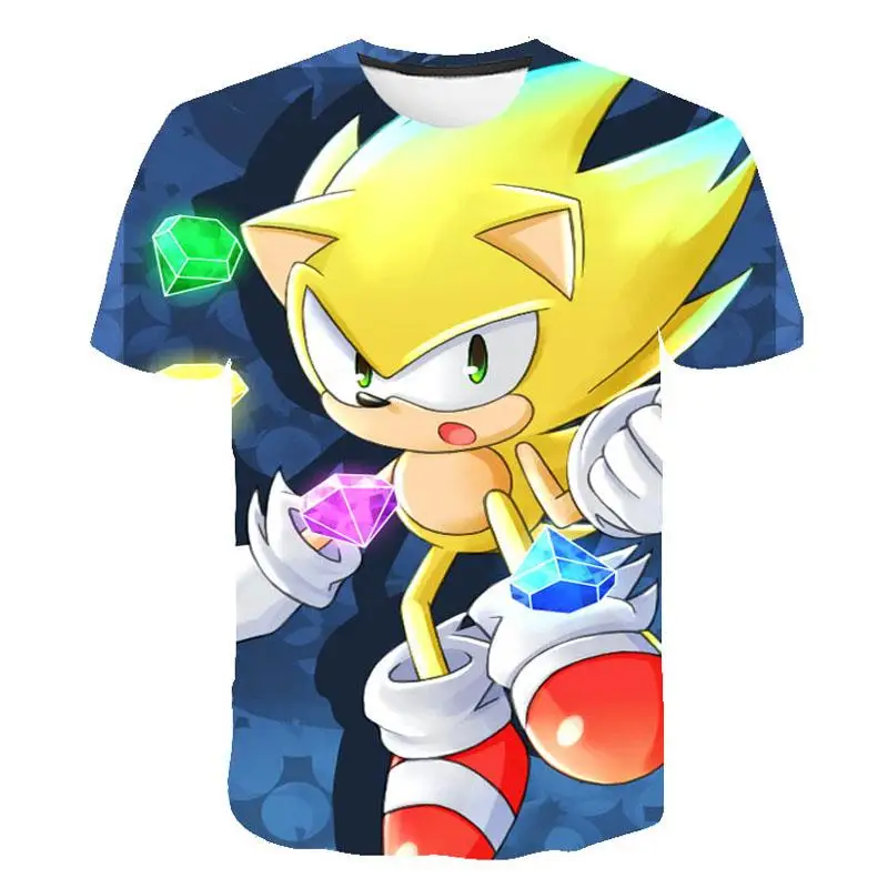 Летние футболки для мальчиков и девочек с объемным принтом sonic hedgehogs super Mario