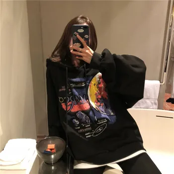 

Streetwear Women Korean Printed Tops Clothing Casual Streetwear Punk Hoodie Sweatshirt Long Sleeve Hoodie Streetwear Sweatshirt