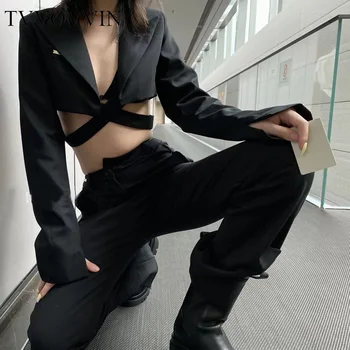 

TVVOVVIN Blazer Irregular Bandage Black Women Women Blazers Jackets Women Asymmetry Short Suit Blazers Woman 2020 Fashion 5HSB