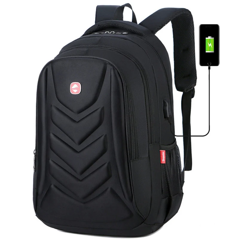 Новая мужская умная сумка, рюкзак с USB зарядным портом, большая деловая сумка для ноутбука - Цвет: Black