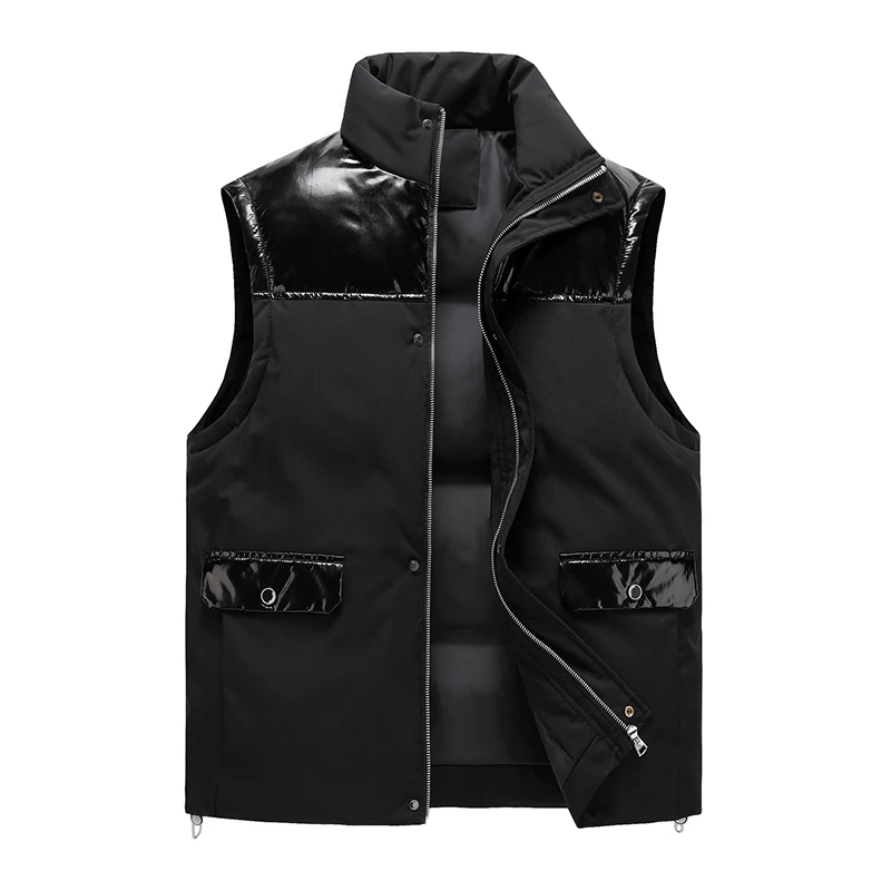 Man 2021 New Stand Collar Vest Men'S Autumn And Winter Korean Fashion Handsome Casual Splicing Sleeveless Waistcoat Gentleman high end autumn and winter new slim fit cardigan men s sweater zipper solid color sweater quality gentleman men s clothing