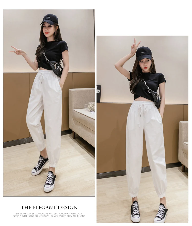 Jielur Trousers Women Solid Color Elastic Waist Candy Color Autumn Pants New Chic Sweatpants Pantalon Femme Roupas Slim Pants