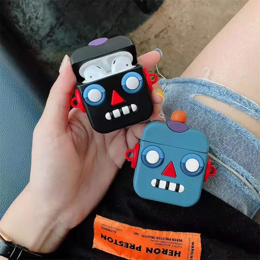 Мультяшный робот игровой ящик Airpod для Apple iPhone Airpod защитный чехол Противоскользящий брелок беспроводной наушник противоударный чехол