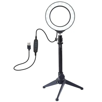 

Photography LED Selfie Ring Light Ring Light 12CM With Tripod Stand Cell Phone Holder USB 3 Modes LED Light
