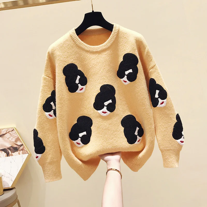 

2019 New Autumn and Winter Lazy Wind Loose Pullover Sweaters Female Students Autumn Clothes Knitwear Loose Knitted Shirt Tops