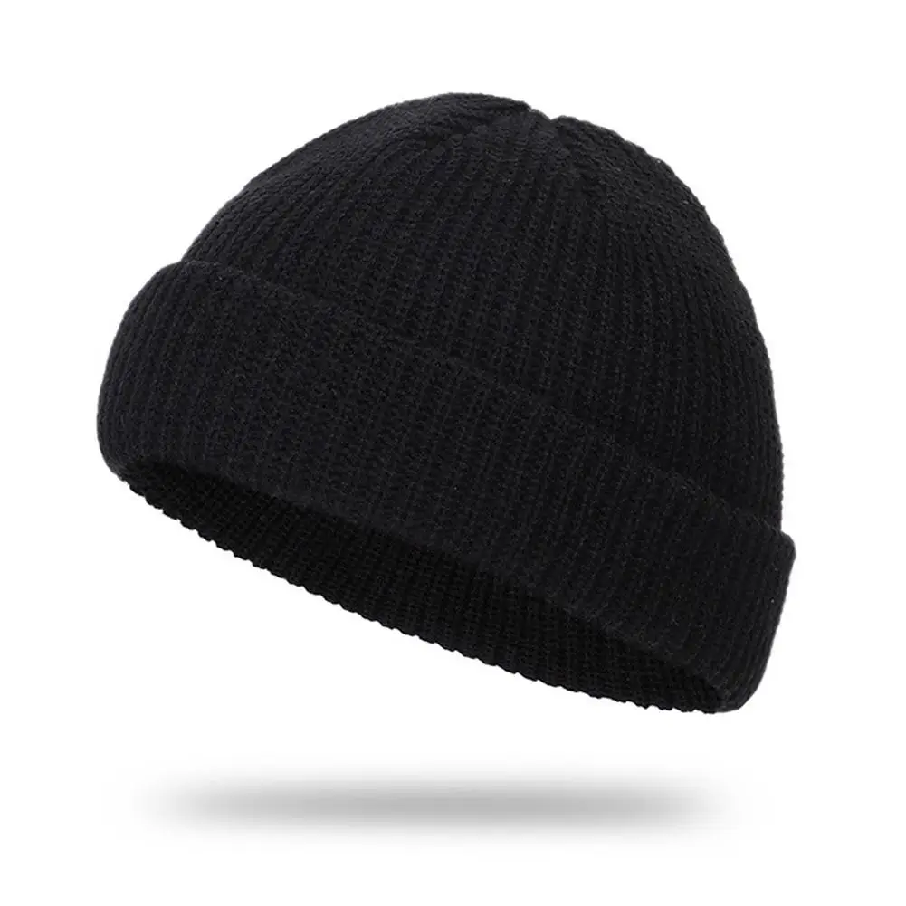 Unisex Winter Warm Men's Knitted Skullcap Casual Cuff Brimless Hip Hop Hat Short Melon Ribbed Ski Fisherman Docker Beanie Hats