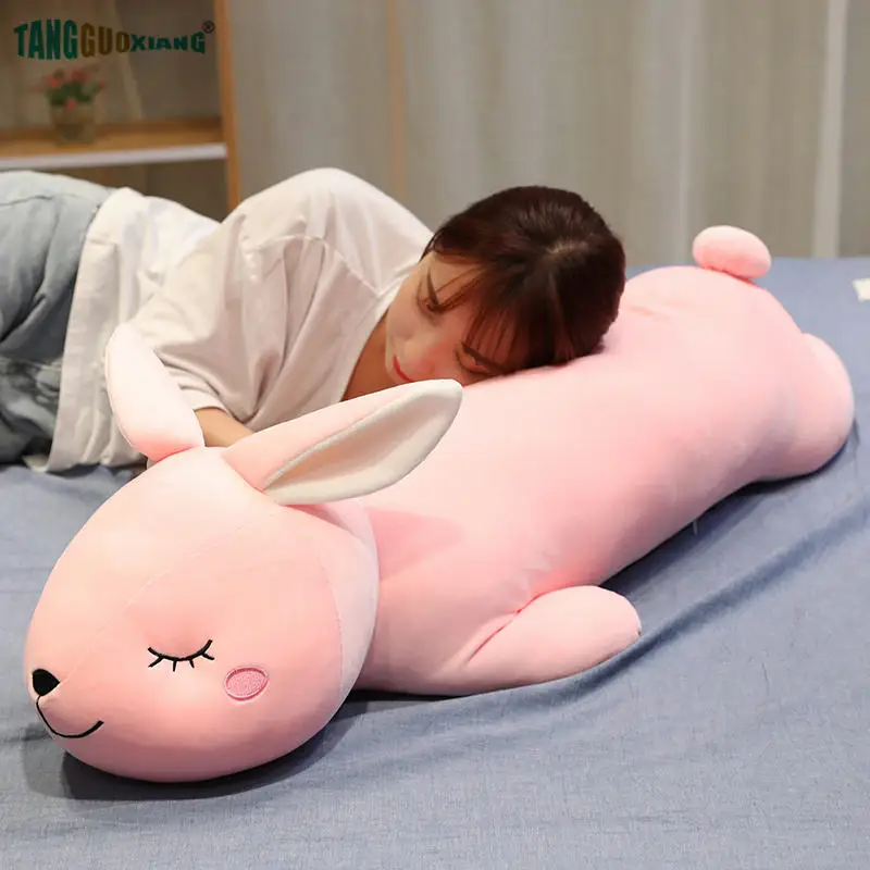 

Милый розовый кролик, плюшевые игрушки, подушка, мягкие куклы-животные, детская девочка, для сна, партнер, Рождество, подарок на день рождения, украшение для дома