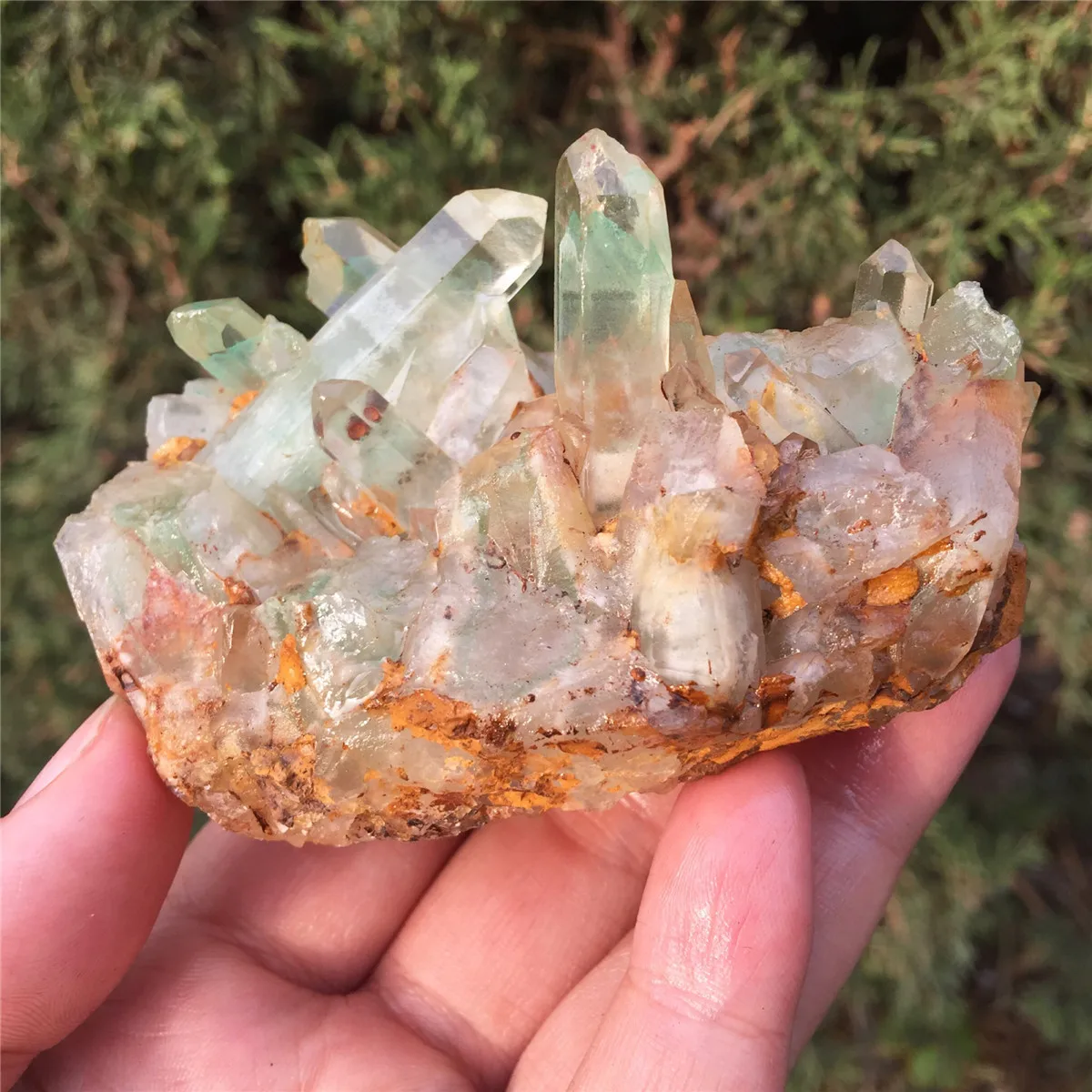 1 шт. натуральный зеленый Ghost Phantom Quartz кристалл кластера Исцеление образец отправлен случайным образом