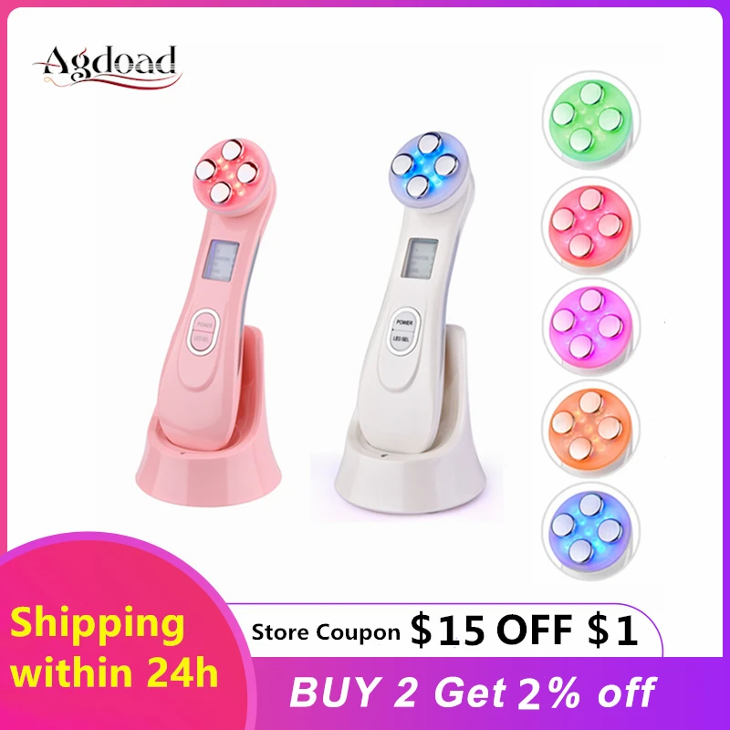 Billig Dropship 5 in 1 LED Hautstraffung Radio Frequenz Nähren Schönheit Gerät LED Photon Anti Aging Haut Verjüngung Hautpflege werkzeug