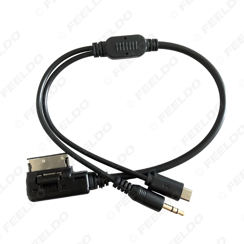 FEELDO 10 шт. аудио автомобиля Музыка AMI/MDI/MMI интерфейс до 3,5 мм Мужской Micro USB AUX кабель для Audi Volkswagen провода адаптер# FD1491