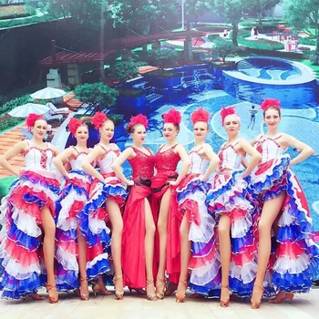 Sexy Opening dance dresses Carnival costume French Cancan dance 360 skirt stage dress