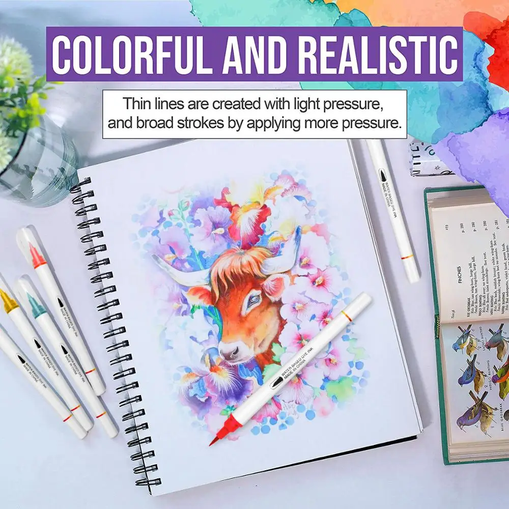 Watercolour-Brush-Pens-Real-Brush-Tips-Water-Based-for-Colouring-Calligraphy-Drawing-and-Writing (2)