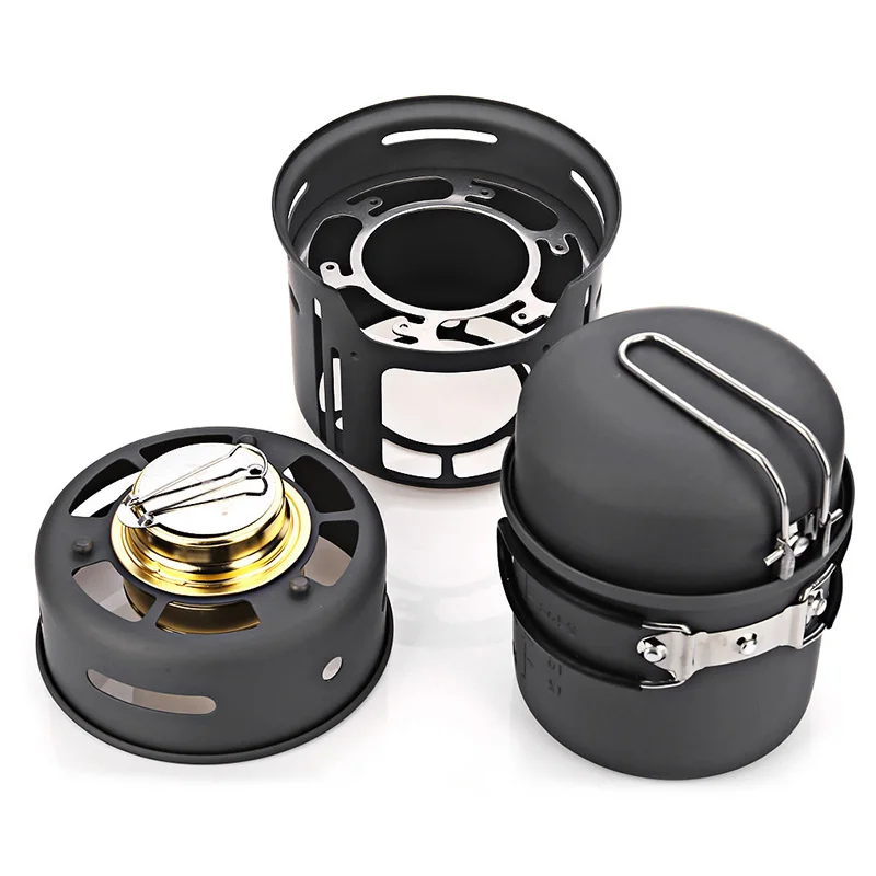 Conjunto de Cozinhar ao ar Acampamento Panelas Fogão Tigela Livre Suprimentos Kit Viagem 7 Pçs 3 Cheap Camping Panelas