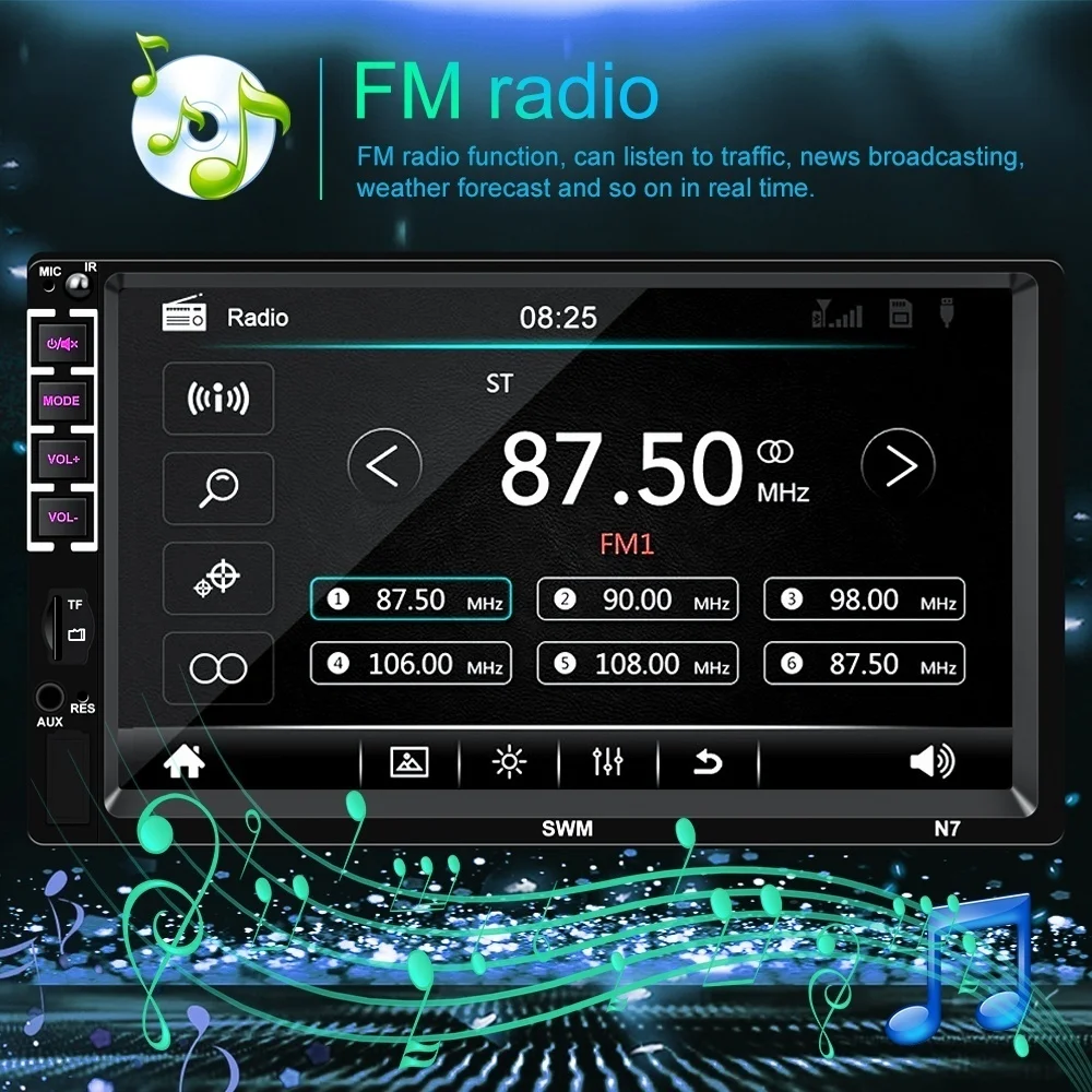 Авторадио " стерео автомобильное радио Bluetooth AUX/USB/FM 2 Din головное устройство MP5 плеер сенсорный экран