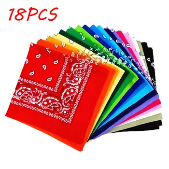 

Cotton Newest Head Scarf 18PCS Paisley Bandanas Multi Colored Set Cowboy Bandanna Head Scarf Double Sided Hot Dropshipping
