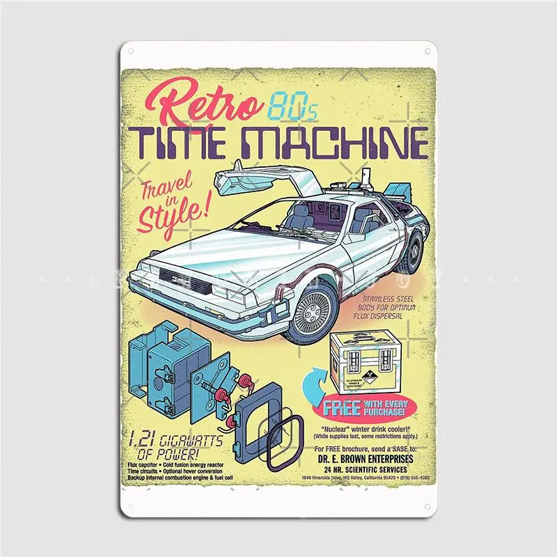 Retro Time Machine Poster Metal Platform Club Home Murale Crea Pittura Decor Tin Sign Poster