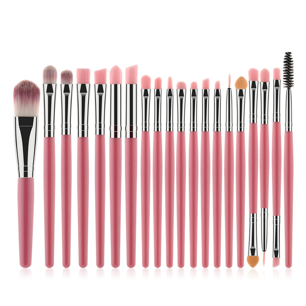 Pink Silver195 20/5Pcs Hot Sell Makeup Brushes Set Eye Shadow Foundation Powder Eyeliner Eyelash Eyebrow Brush Cosmetic Beauty Make Up Tool Kit - Handle Color: Pink Silver195