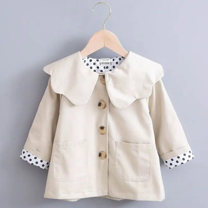 Pink/Khaki 2021 Girls Baby Trench Coats Petals Collar Girl Kids Cotton Jackets Children Tops Clothes cheap winter coats