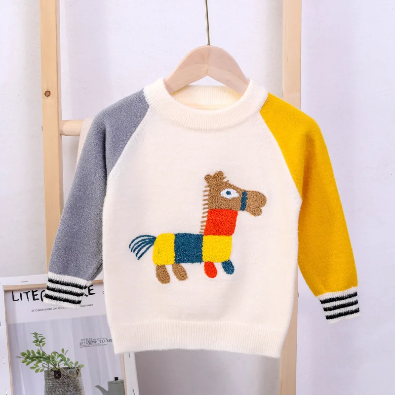 

2019 New Style Mink Cashmere Kids' Sweater Pullover Korean-style Embroidered My Little Baby Sweater Childrenswear