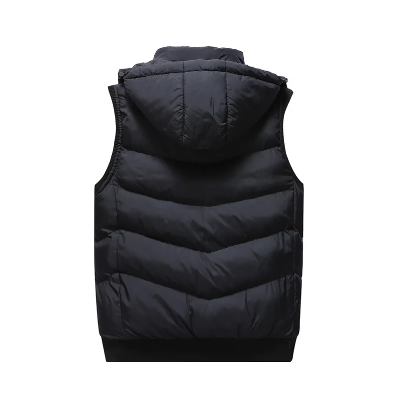 New Style Autumn& Winter Men'S Wear Double-sided Wear down Feather Cotton Vest Hooded Warm Sleeveless Vest Men's Waistcoat