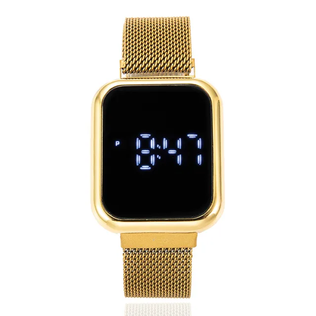Watch Digital For Women Gold Luxury Fashion Elegant Stainless Steel  Electronic Led Clock Digital Women Watch Gift Montre Femme Gold