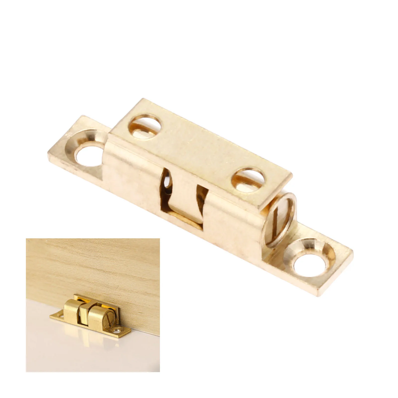 

1Pc 42mm Pure Copper Double Ball Latch Clip Lock Cabinet Door Catches Touch Beads Bronze Brass Color Hardware Accessories